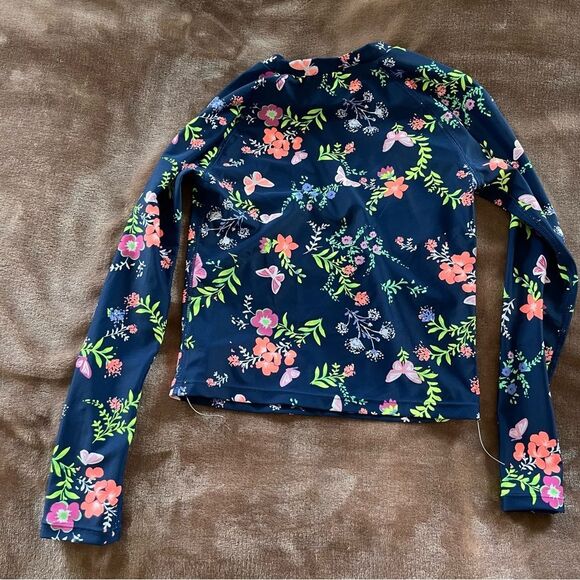GAP Kids Girls Navy Floral Long Sleeve Rash Guard Size 10/ L NWOT - Picture 5 of 5